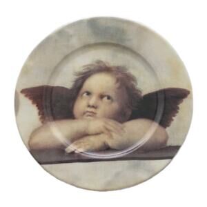 Vintage Cherub Angel 7.5" Plate Deco Hand Decorated Italy Whimsigoth 90s